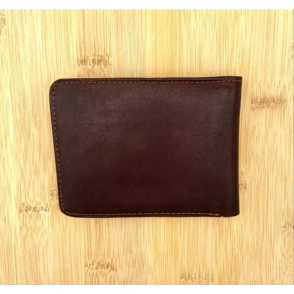 Vintage Liz Claiborne Mens Leather Wallet Dark Brown Bi Fold Like New